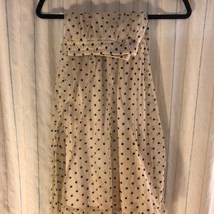 Cream and Black Dot Tulle Midi Skirt